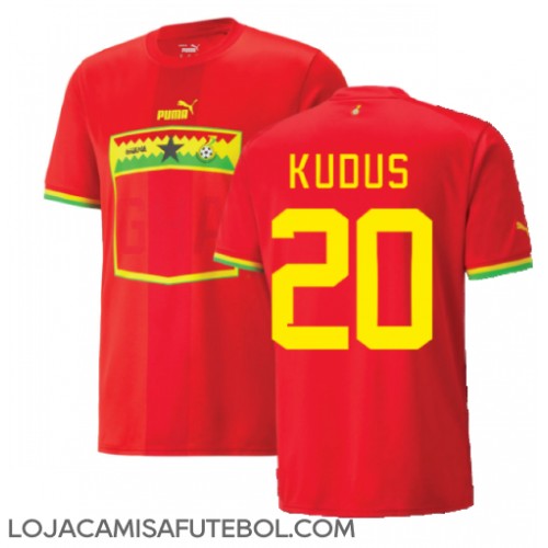 Camisa de Futebol Gana Mohammed Kudus #20 Equipamento Secundário Mundo 2022 Manga Curta